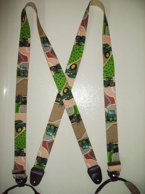 1 1/2" & 2"wide  "Y" Style.Button On Leather Attachments. Assorted SIZES from 5' 1" to 6' 9" Height. (42" to 54" long Straps). Cotton/Polyester, hand washable-hang to dry Suspenders with Straps that are stretchable for entire length of the material  with Genuine Leather ends and 2 Chrome Adjusters.     X-UB120N-TCMX    